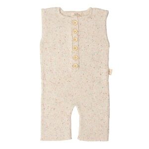 Knit Speckled Cream Romper - Kids Jumpsuit